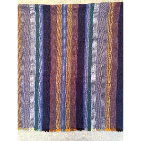 VTG Millars made in Ireland 100% Virgin Wool Striped Throw Blanket 83”x65” - Picture 3 of 8